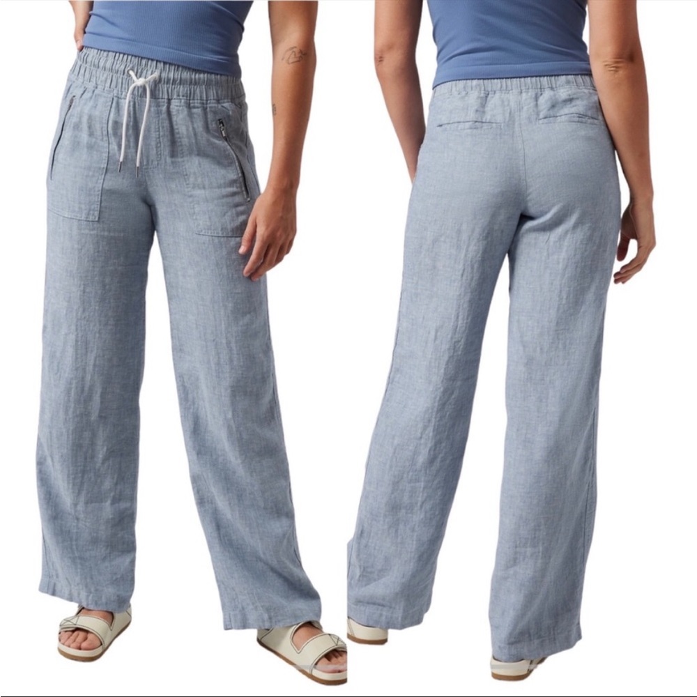 Athleta Womens Cabo Linen Wide Leg Pant Size 10 Petite